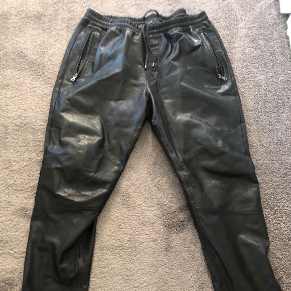 leather track pants mens